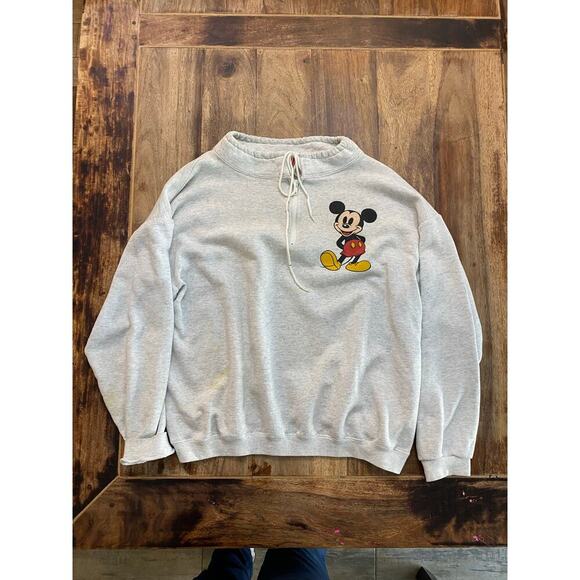 Disney Men's White Mickey Mouse Long Sleeves Half Zip Sweatshirt Size One Size - Picture 1 of 6